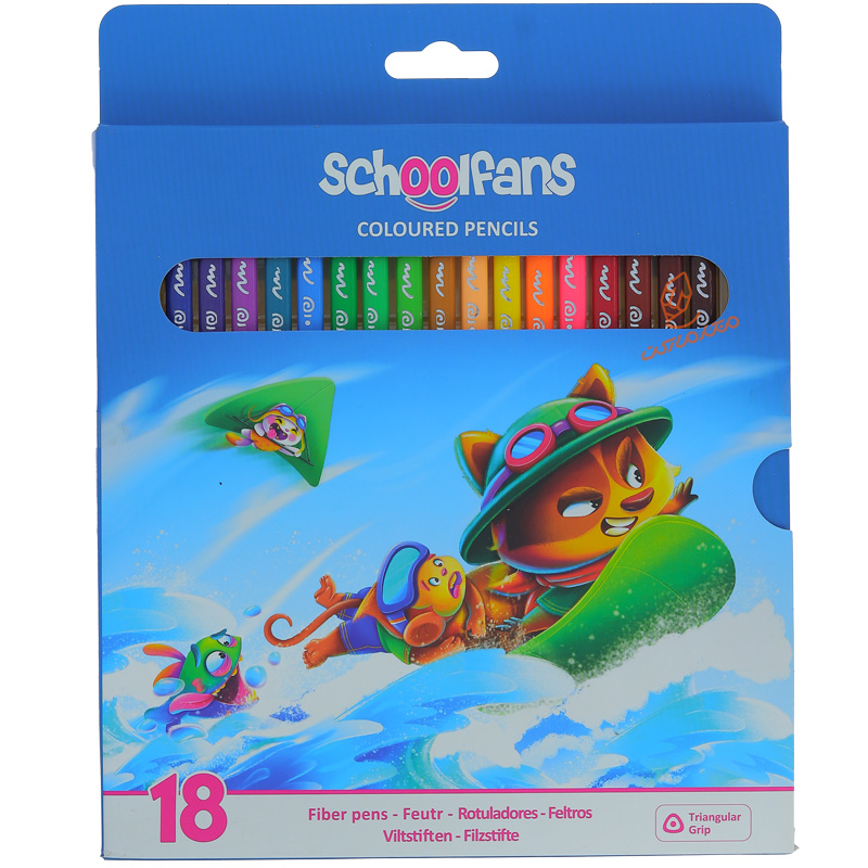 مداد رنگی 18 رنگ جعبه مقوایی اسکول فنس کد92448