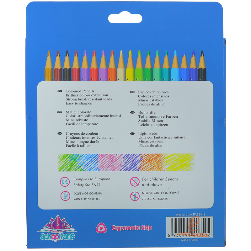 مداد رنگی 18 رنگ جعبه مقوایی اسکول فنس کد92448 (3)