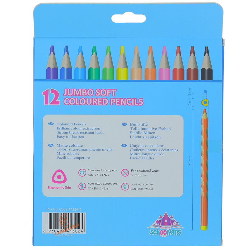 مداد رنگی 12 رنگ جامبو اسکول فنس کد 92445 (3)