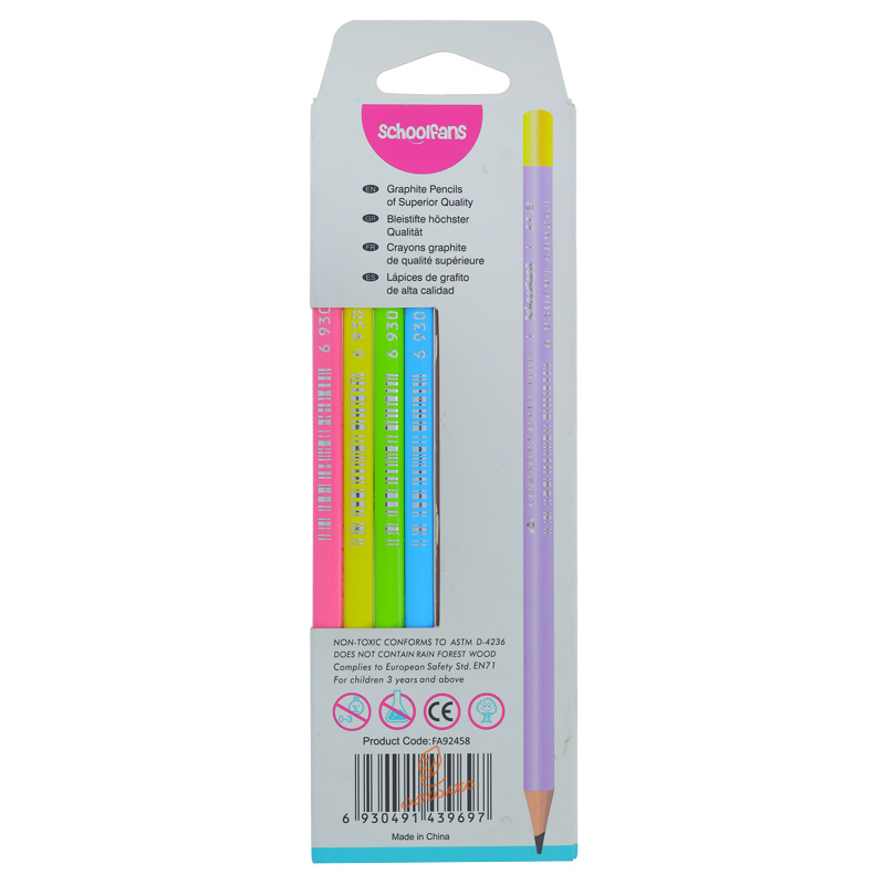 مداد مشکی 8 عددی بدنه رنگی اسکول فنس کد 92458 (3)