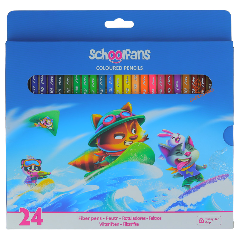 مداد رنگی 24 رنگ جعبه مقوایی اسکول فنس کد 92449