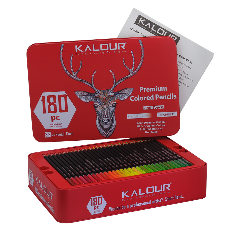 مداد رنگی 180 رنگ جعبه فلزی طرح گوزن کالور KALOUR (5).jpg