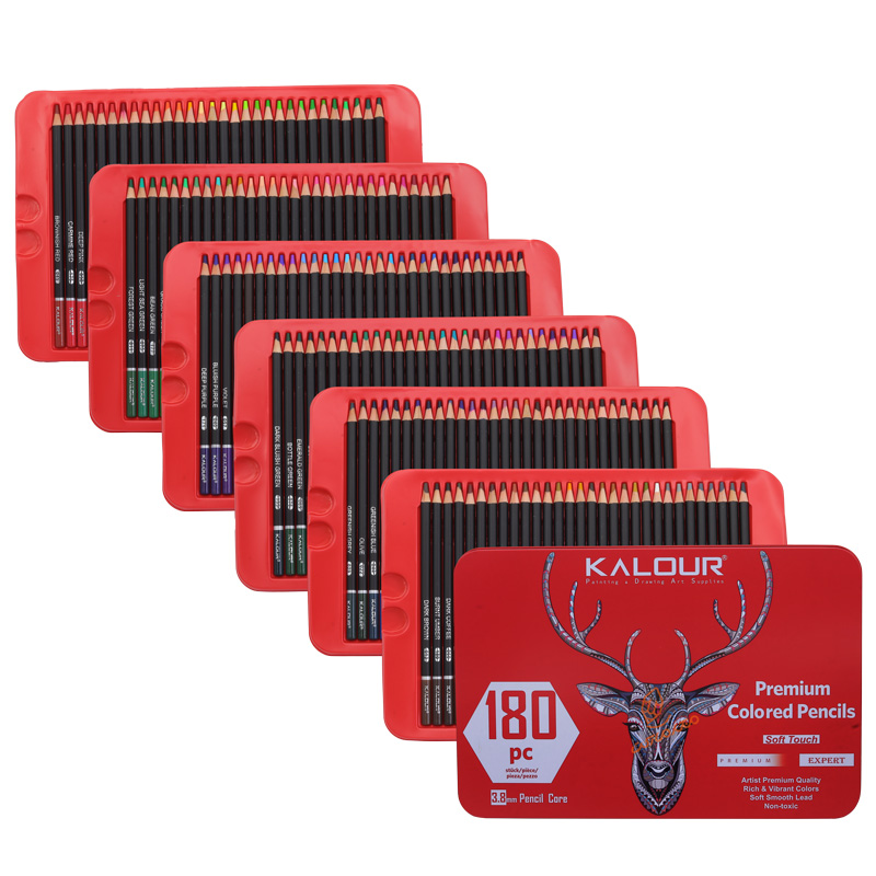 مداد رنگی 180 رنگ جعبه فلزی طرح گوزن کالور KALOUR (7).jpg