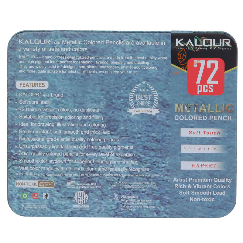 مداد رنگی 72 رنگ متالیک طرح ببر کالور KALOUR (3).jpg