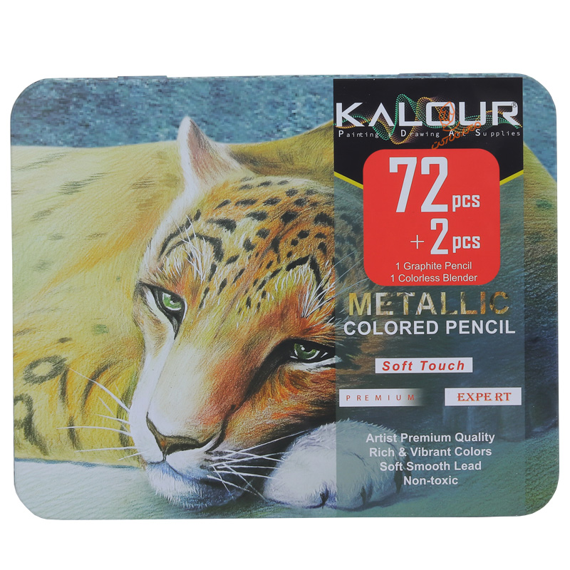 مداد رنگی 72 رنگ متالیک طرح ببر کالور KALOUR