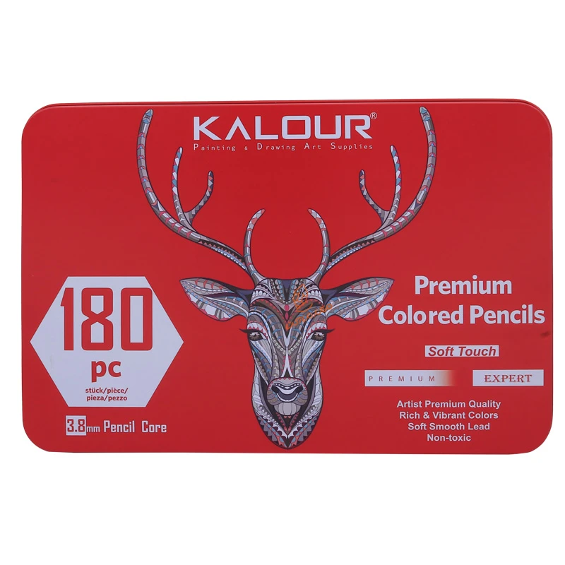 مداد رنگی 180 رنگ جعبه فلزی طرح گوزن کالور KALOUR (2).jpg
