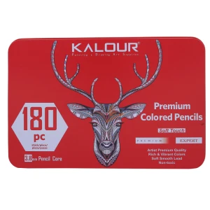 مداد رنگی 180 رنگ جعبه فلزی طرح گوزن کالور  KALOUR