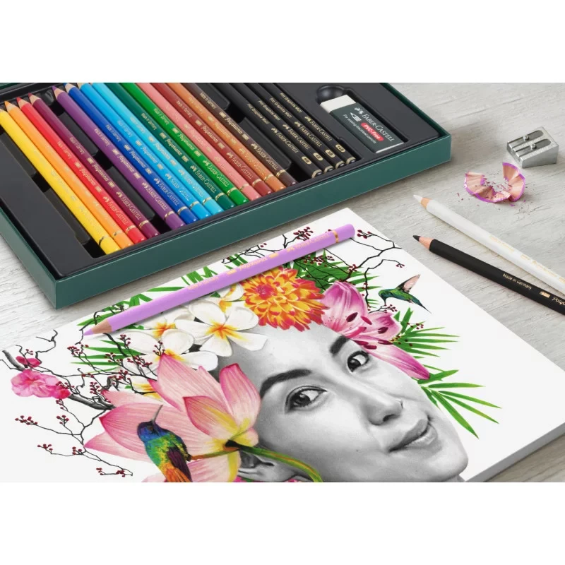 مداد رنگی 17 رنگ پلی کروم + مداد طراحی فابر کاستل 210052 (3).webp