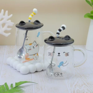 ماگ شیشه ای طرح گربه کد 1028