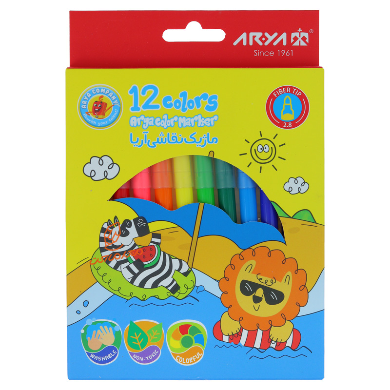 ماژیک رنگ آمیزی 12 رنگ آریا ARIYA