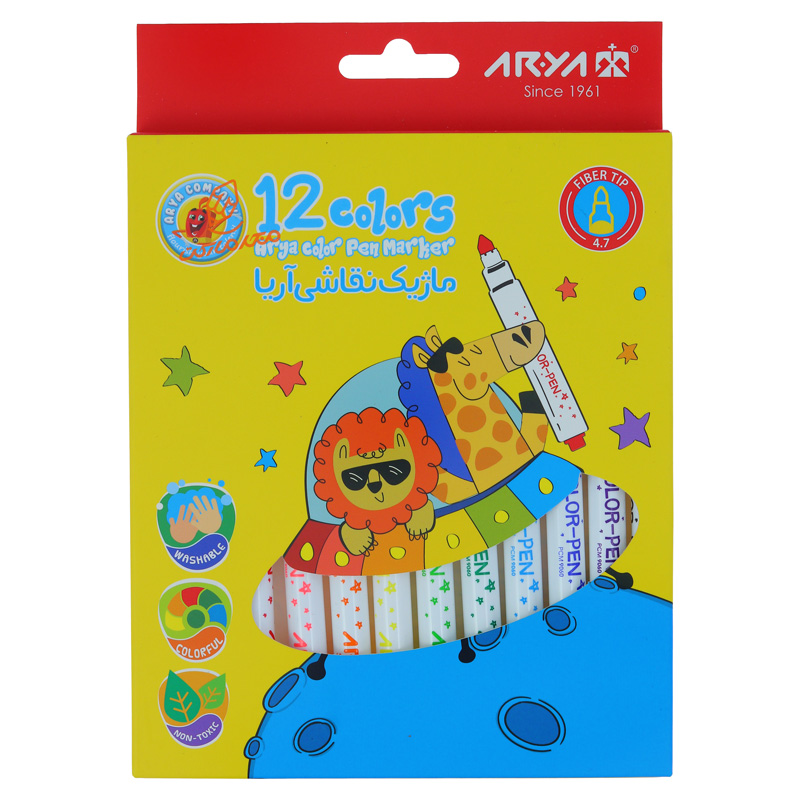 ماژیک رنگ آمیزی 12 رنگ 9081 آریا ARIYA