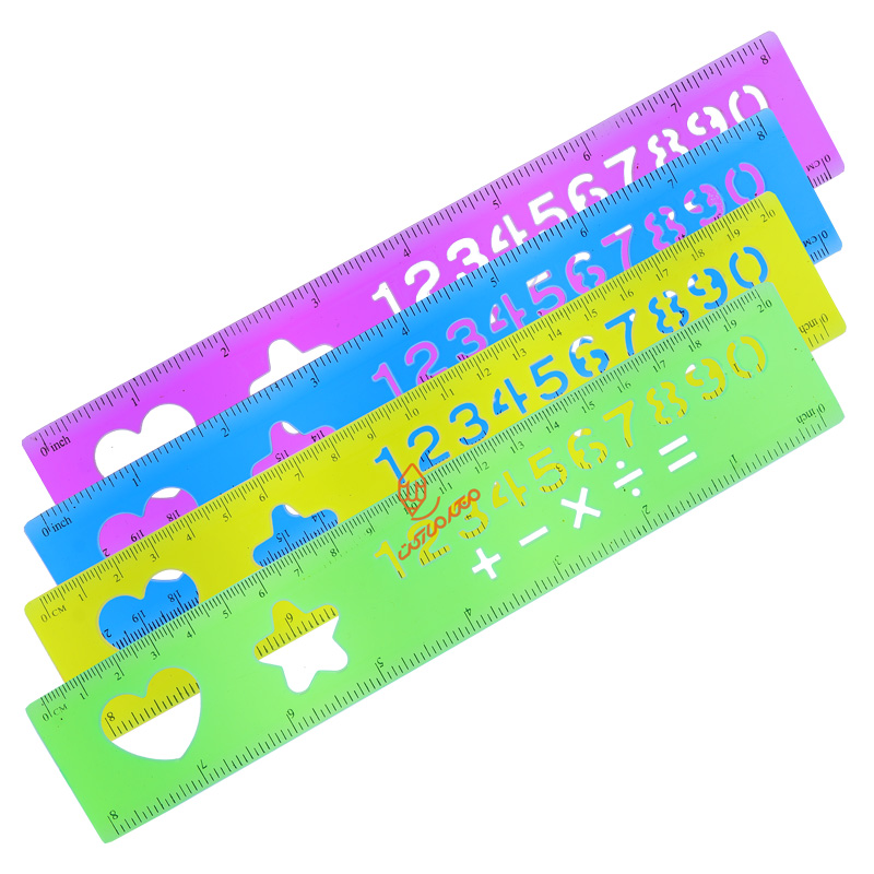 خط کش 20CM ژله ای شابلون دار ( شابلون اعداد )