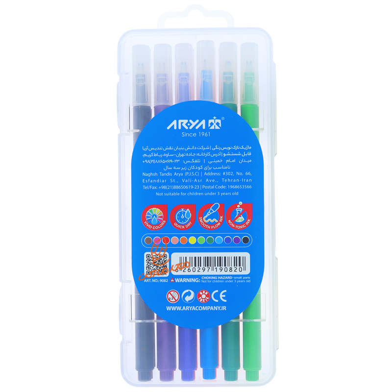 ماژیک 12 رنگ سوزنی 9082 آریا ARYA (2).jpg