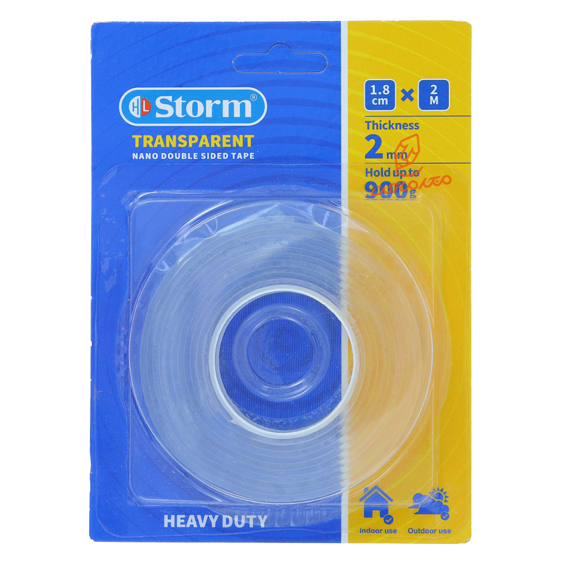 چسب دو طرفه نواری شفاف 1.8 سانت 2437 استورم STORM