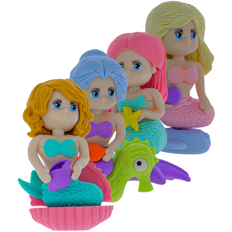 پاک‌کن فانتزی مدل 8433 طرح پری دریایی برند QIHAO - پاک‌کن نرم و جذاب با طراحی فانتزی مناسب کودکان و نوجوانان