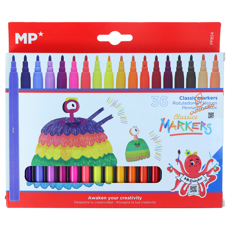 ماژیک رنگآمیزی ۳۶ رنگ MP مدل P-854 مناسب نقاشیهای حرفهای و هنری کودکان