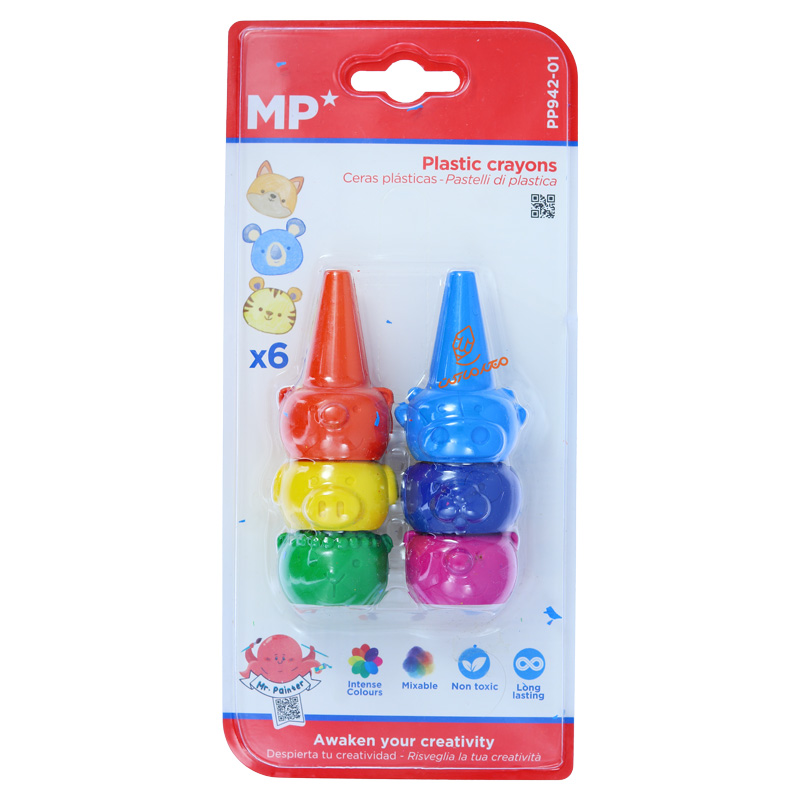 پاستل ۶ رنگ طرح حیوانات MP مدل P942 مناسب نقاشی کودکان با طرحهای جذاب