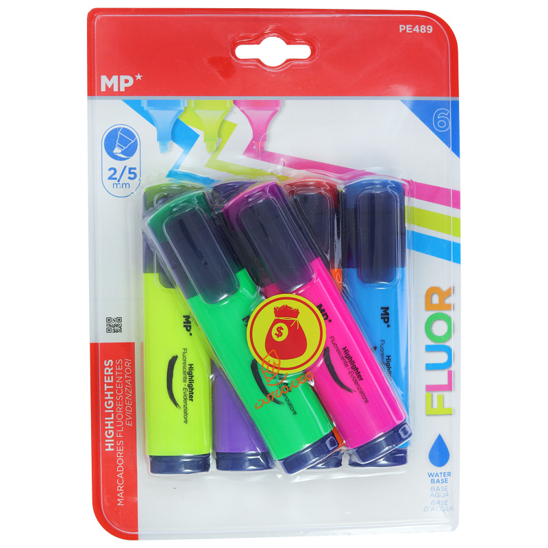 ماژیک علامتگذار ۶ رنگ مدل فلورسنت MP مدل P-489 مناسب برجستهسازی متنها