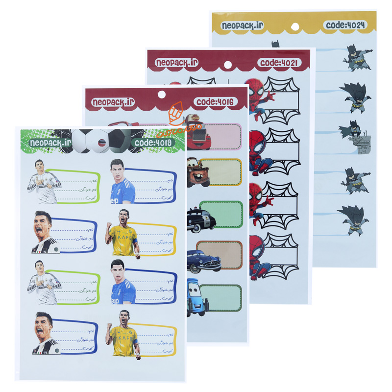 لیبل نام و نشانی فانتزی طرح پسرانه برند NEOPACK - برچسب رنگی و جذاب مناسب بسته‌بندی هدیه کودکان پسر