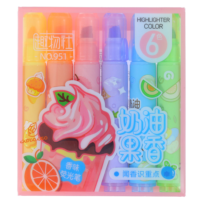 ماژیک علامت‌گذار 6 عددی عطری مدل M-951 - مجموعه رنگی با رایحه خوشبو مناسب برجسته‌سازی و یادداشت‌برداری