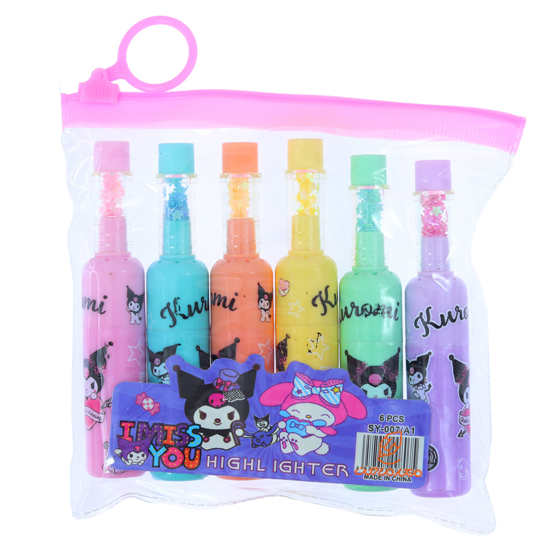 ماژیک علامت گذار فانتزی 6 عددی مدل SY-007 - ماژیک رنگی جذاب مناسب برجسته‌سازی و کارهای هنری