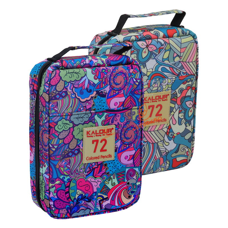 مداد رنگی 72 رنگ در کیف طرح‌دار برند کالور Kalour - مجموعه کامل رنگ‌های متنوع مناسب نقاشی و طراحی حرفه‌ای