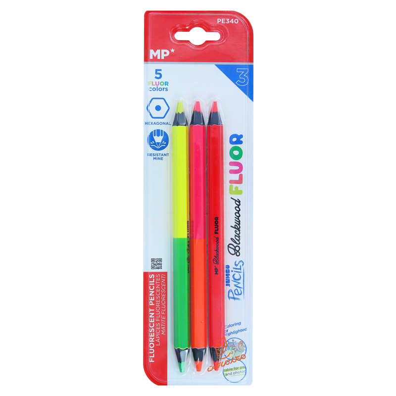 ست ۳ عددی مداد علامتگذار دو سر MP مدل P-340 مناسب برجستهسازی و نوشتار