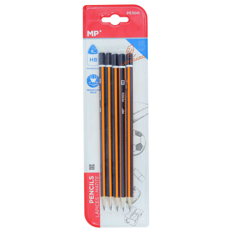 پک ۵ عددی مداد مشکی MP مدل PE-300 مناسب طراحی و نوشتار روزمره
