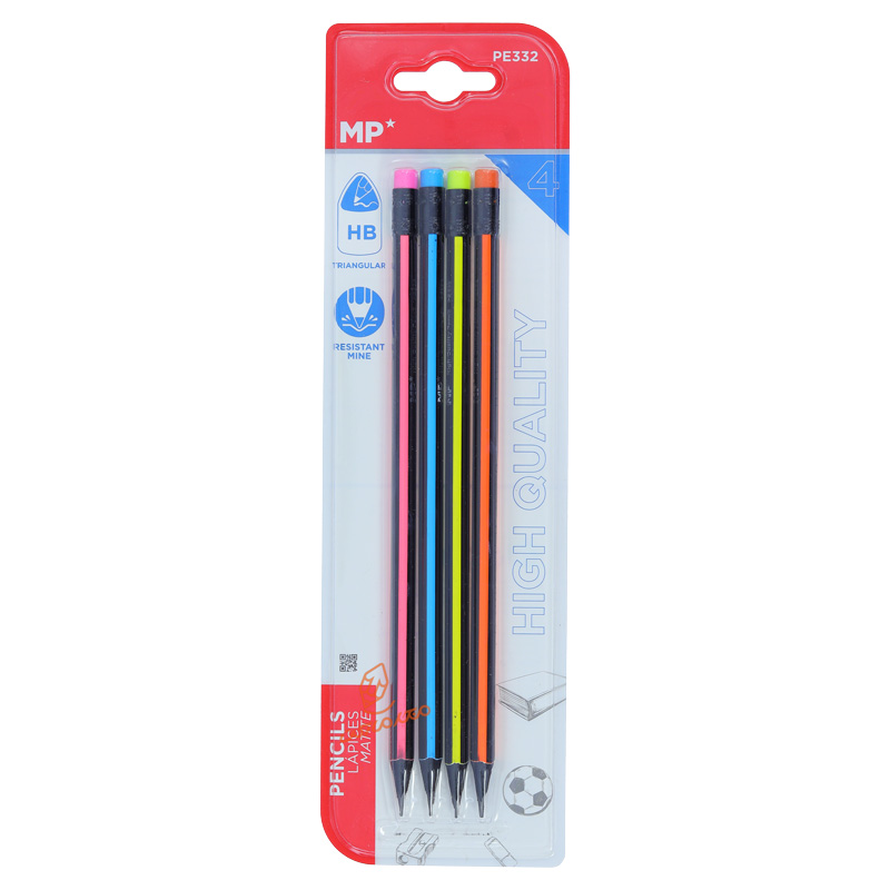 پک ۴ عددی مداد پاک‌کن‌دار MP مدل PE-332 مناسب طراحی و پاک‌کردن دقیق