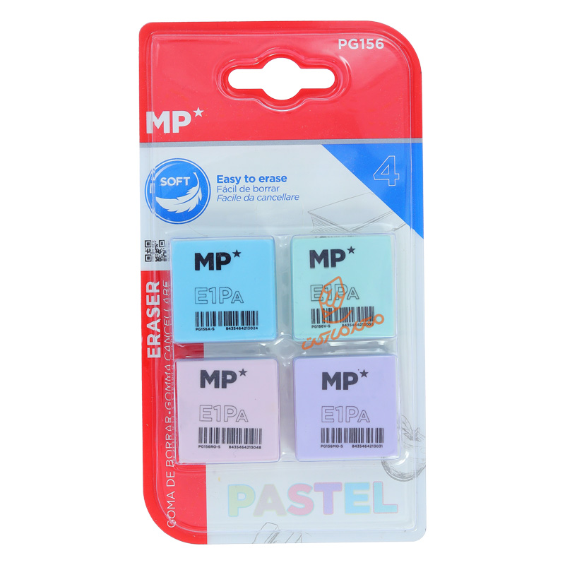 پاککن ۴ عددی پاستلی MP مدل PG-156 مناسب استفاده مدرسهای و نقاشی