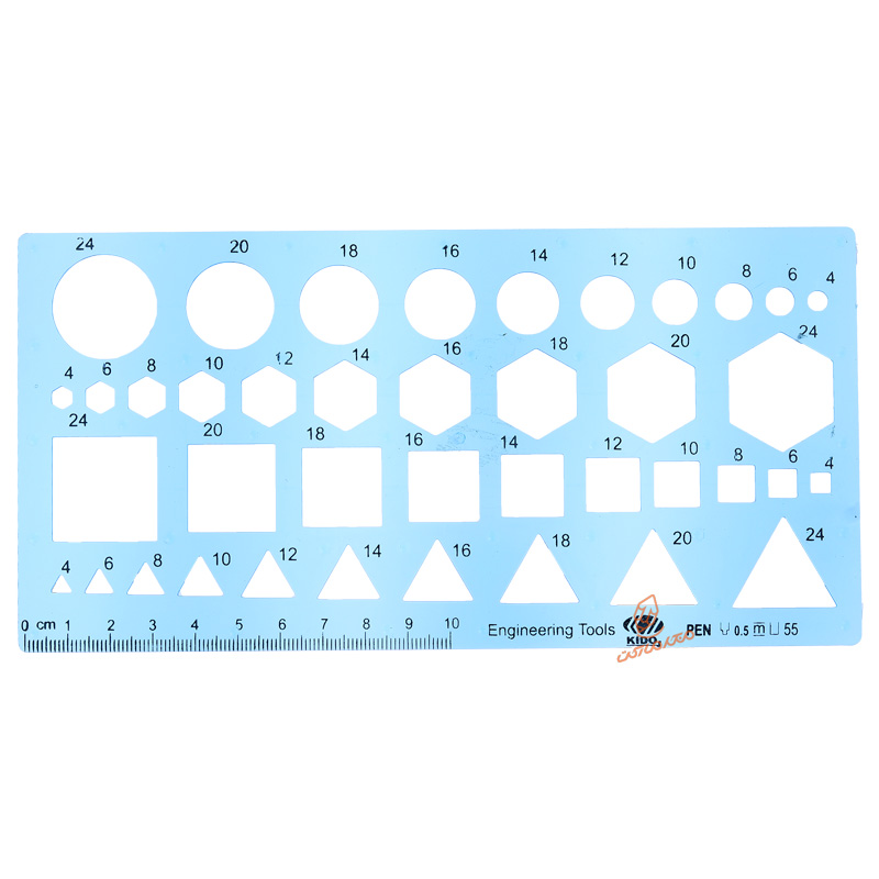 شابلون اشکال هندسی کیدوز KIDOZ مناسب ترسیم دقیق انواع اشکال هندسی در طراحی