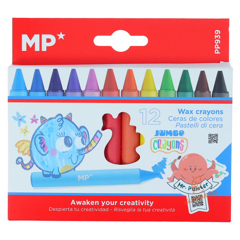 پاستل روغنی ۱۲ رنگ مدل جامبو MP مدل PP-939 مناسب نقاشی و طراحی هنری