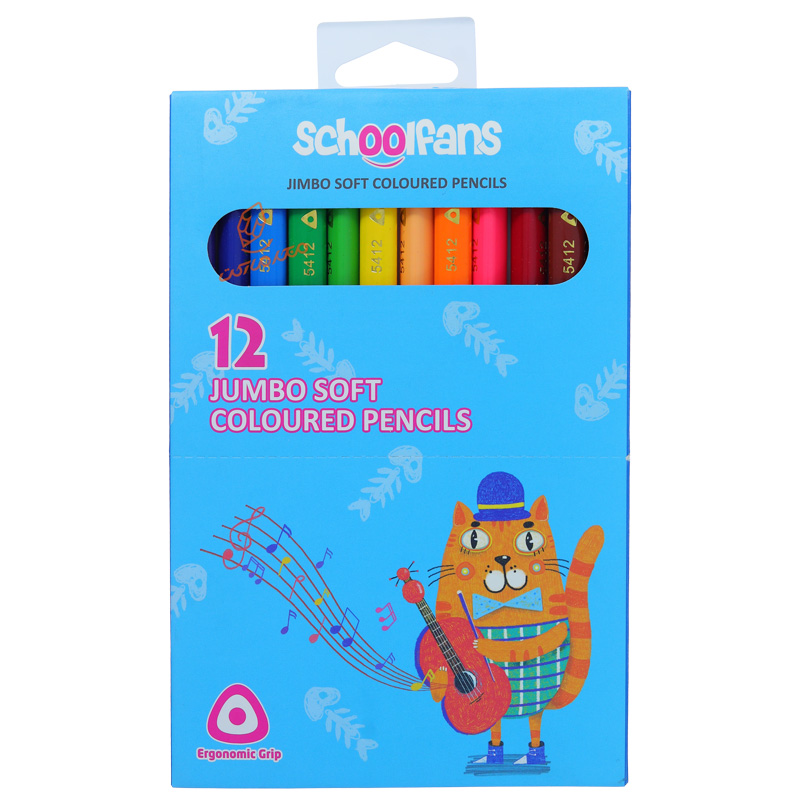مداد رنگی 12 رنگ جامبو کد 92444 اسکول فنس SCHOOL FANS