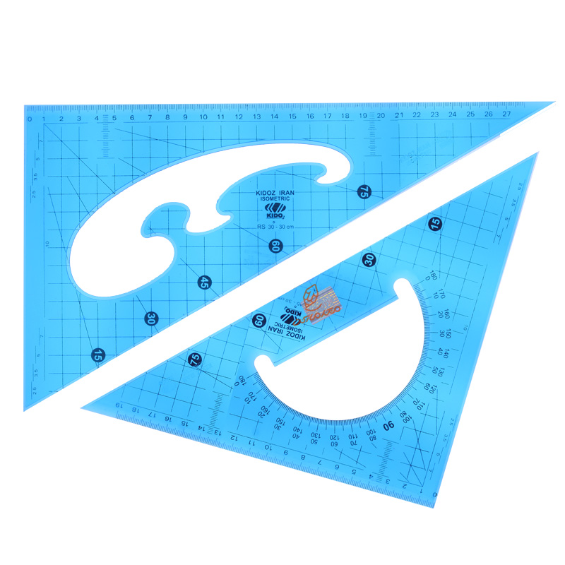 گونیا ۳۰ سانتی‌متر جفتی کیدوز KIDOZ مناسب ترسیم زوایا و کارهای مهندسی
