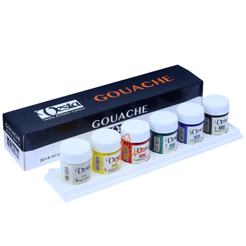 گواش ۶ رنگ وستا مناسب نقاشی کودکانه، کاردستی و فعالیت‌های هنری