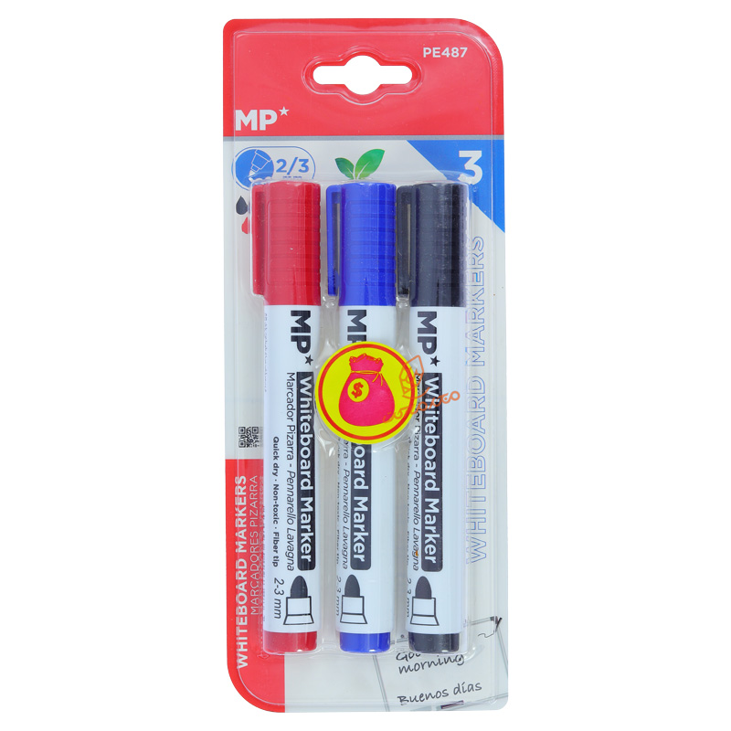 ست ۳ عددی ماژیک وایت برد MP مدل PA-487 مناسب نوشتار و تختههای وایت برد