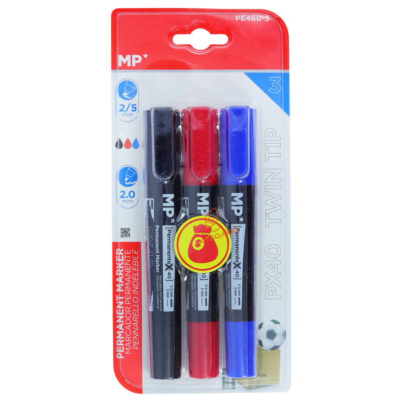 ست ۳ عددی ماژیک دو سر پرمننت MP مدل PE460 مناسب نوشتار دائمی و طراحی
