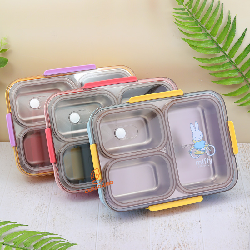 ظرف غذا 1000 میل 3 خانه داخل استیل طرح خرگوش کد 2355 MIFFY