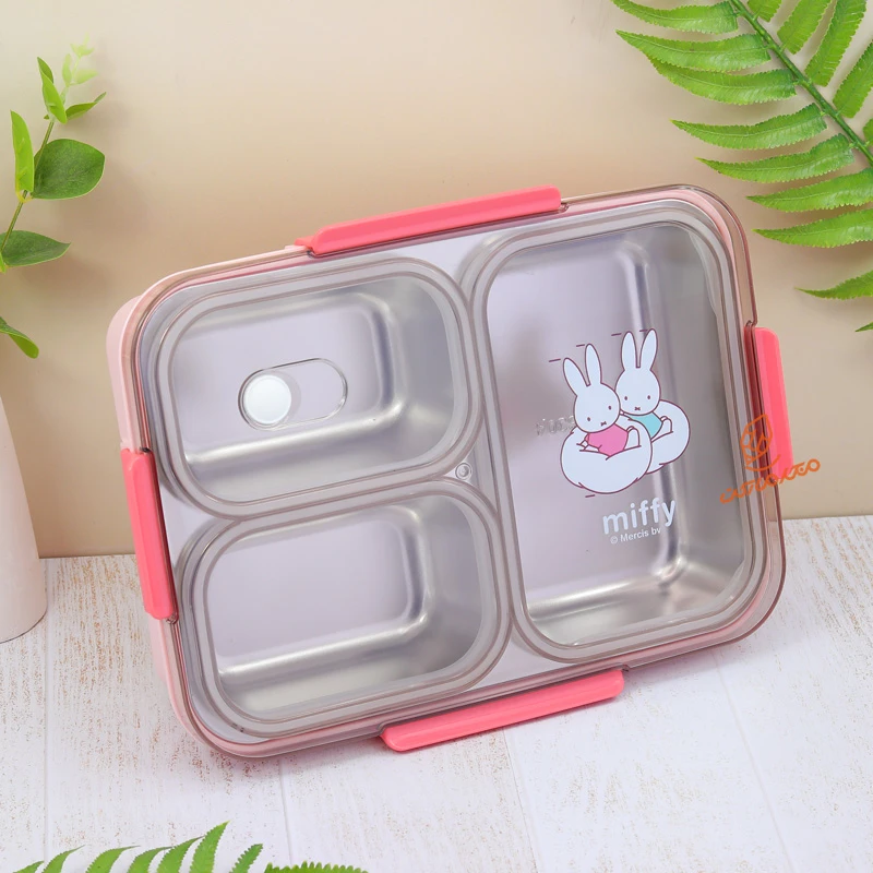ظرف غذا 1000 میل 3 خانه داخل استیل طرح خرگوش کد 2355 MIFFY (3).jpg