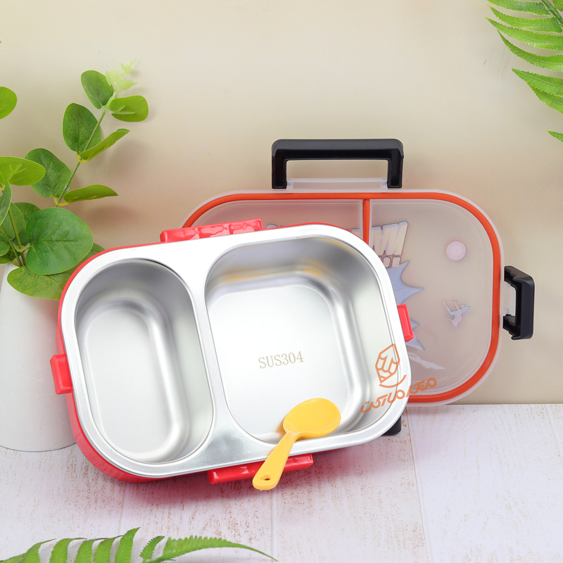 ظرف غذا 2 خانه داخل استیل طرح کودکانه کد 88002 (4).jpg