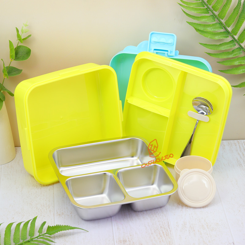 ظرف غذا 2 طبقه 1120 میل داخل استیل طرح پونی کد 7150. (4).jpg