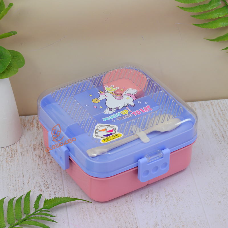  ظرف غذا 2 طبقه 3 خانه طرح یونیکورن کد 7118 (2).jpg