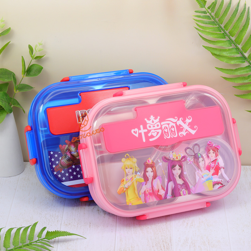 ظرف غذا 4 خانه چاپستیک دار داخل استیل کد 14