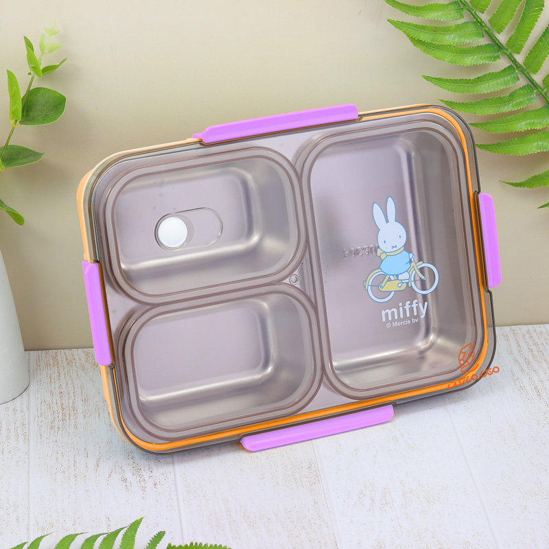 ظرف غذا 1000 میل 3 خانه داخل استیل طرح خرگوش کد 2355 MIFFY.jpg