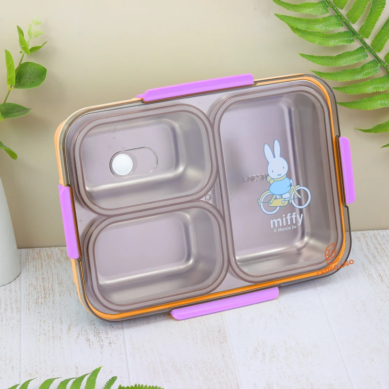 ظرف غذا 1000 میل 3 خانه داخل استیل طرح خرگوش کد 2355 MIFFY.jpg