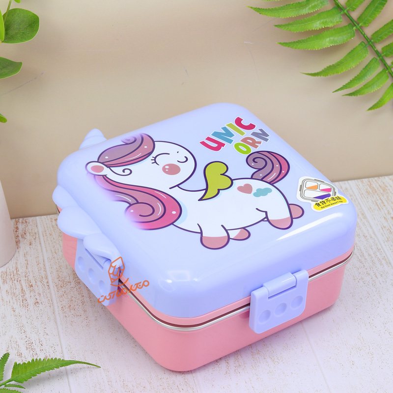 ظرف غذا 2 طبقه 1120 میل داخل استیل طرح پونی کد 7150. (3).jpg