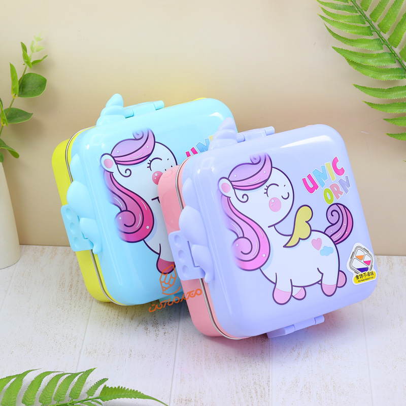 ظرف غذا 2 طبقه 1120 میل داخل استیل طرح پونی کد 7150