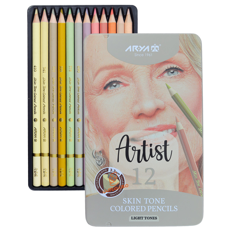مداد رنگی 12 رنگ طیف پوست (مدل روشن) آرتیست آریا ARYA