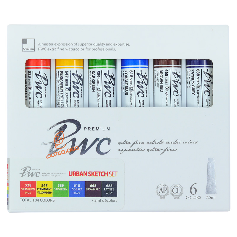 آبرنگ حرفه ای 6 رنگ مدل URBAN SKETCH شین هان SHIN HAN