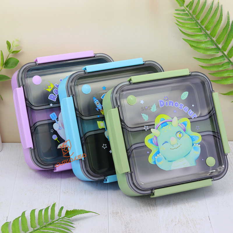 ظرف غذا 1200 میل 2 خانه داخل استیل طرح کودکانه  کد 6756